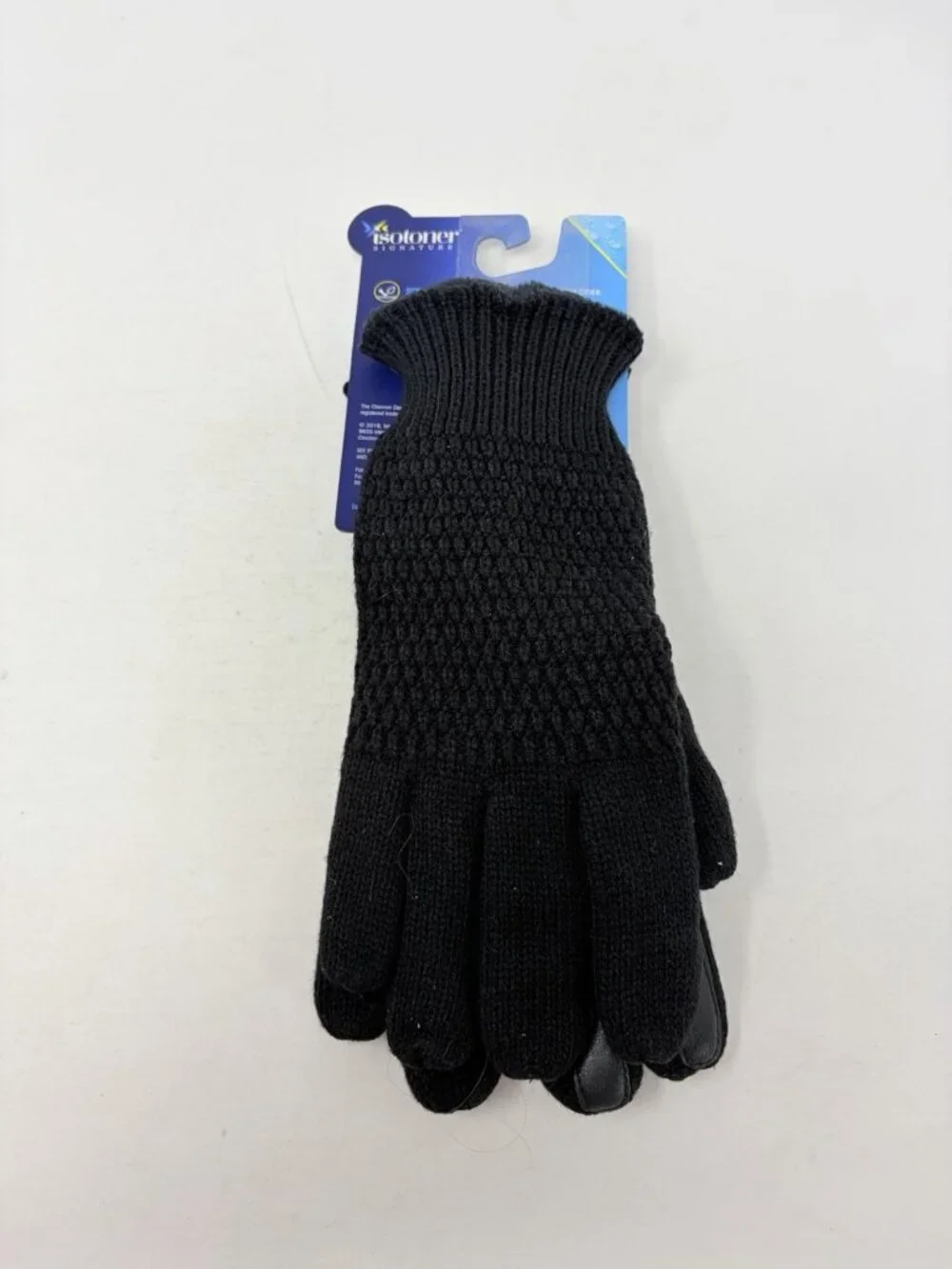 Isotoner Womens One Size Fits Most Textured Touchscreen Gloves in Black 1300 - Picture 4 of 9